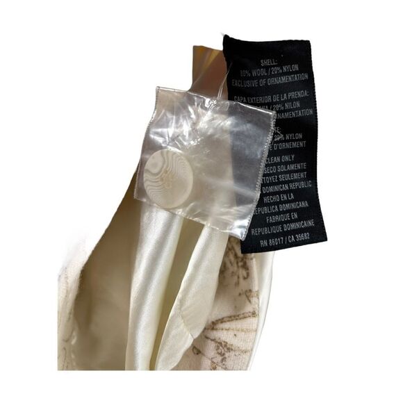 BEBE Wool Blend Peacoat Cream Gold Mock Neck Collar Button Jacket Womens L - Picture 6 of 6